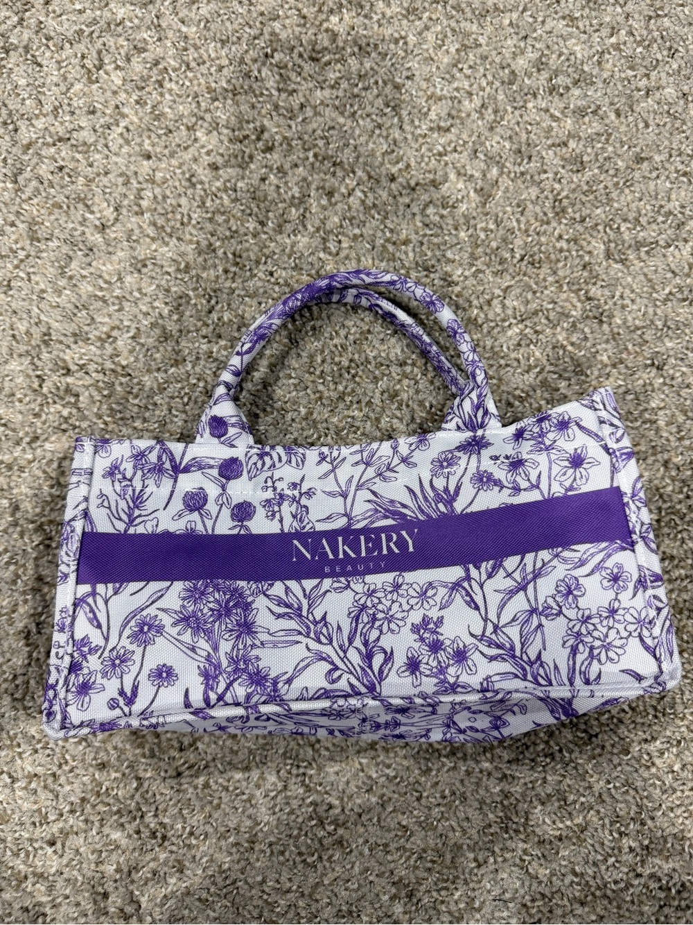 Nakery Beauty Limited Edition Purple Floral Canvas Mini Tote Bag